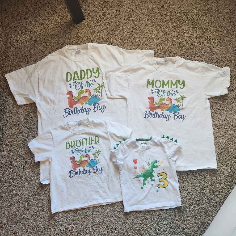 Family Shirts for 3 Year Old Dinosaur Themed Birthday